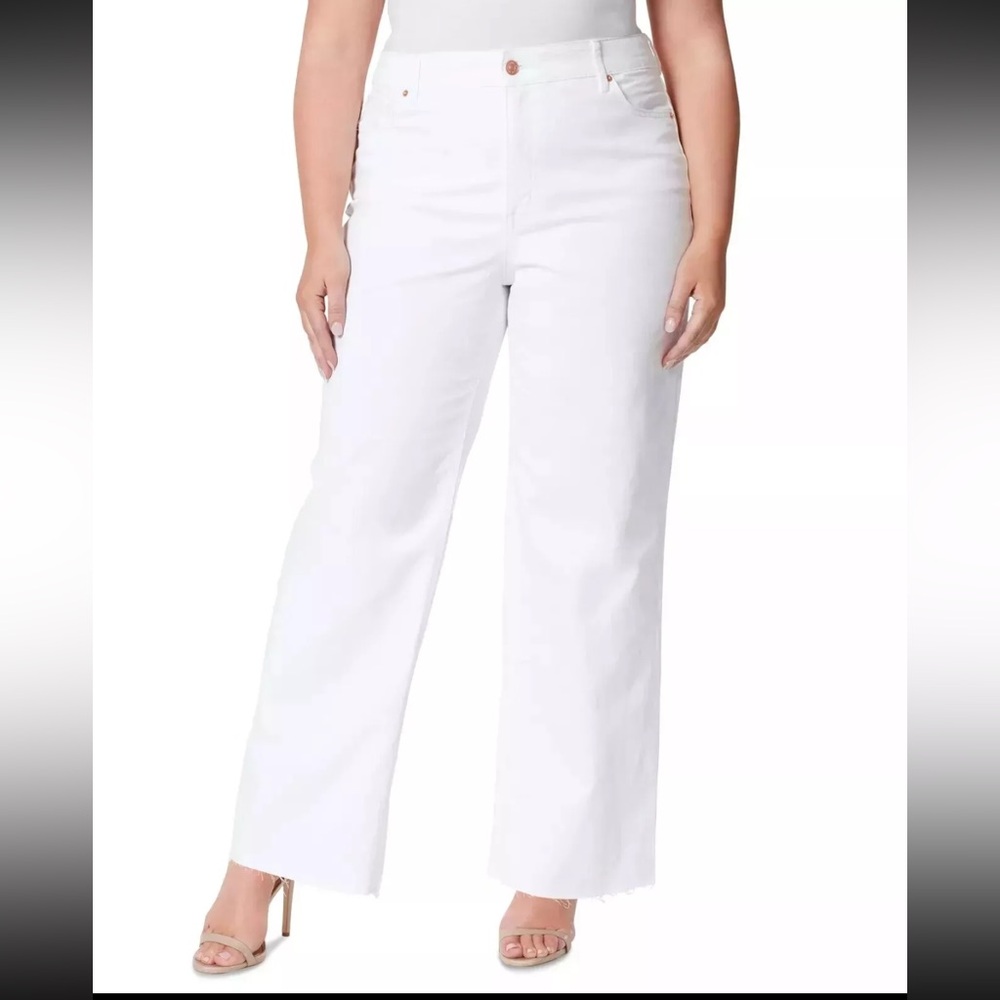 Jessica Simpson True Love Wide Leg Trouser White Denim Pants Plus Size 20w